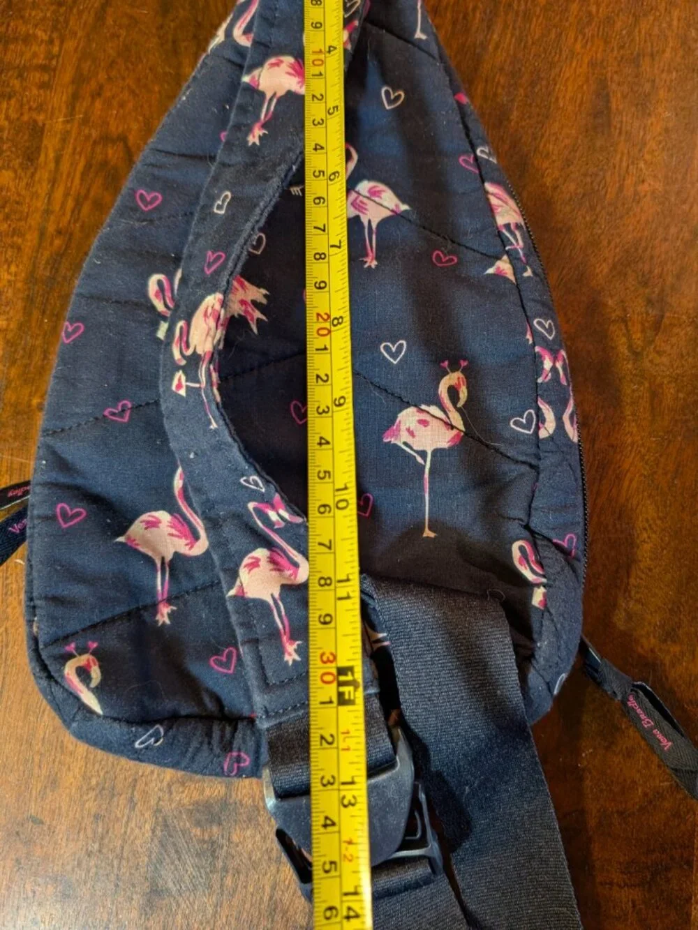 Vera Bradley Flamingo Quilted Sling Bag Navy Pink Crossbody with Zipper Charm - Picture 8 of 8